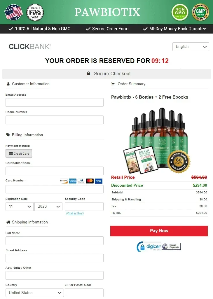 Pawbiotix  Order Form